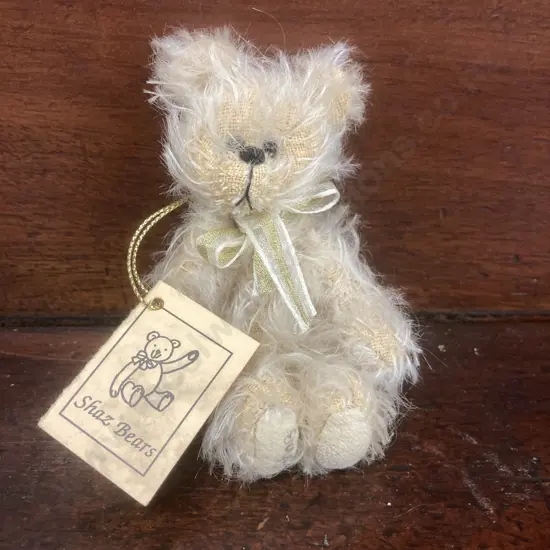 Rare Vintage Shaz Bear's Bear  - Annie, One Of A Kind Handsewn Collectable With Original Swing Tag. 12cm